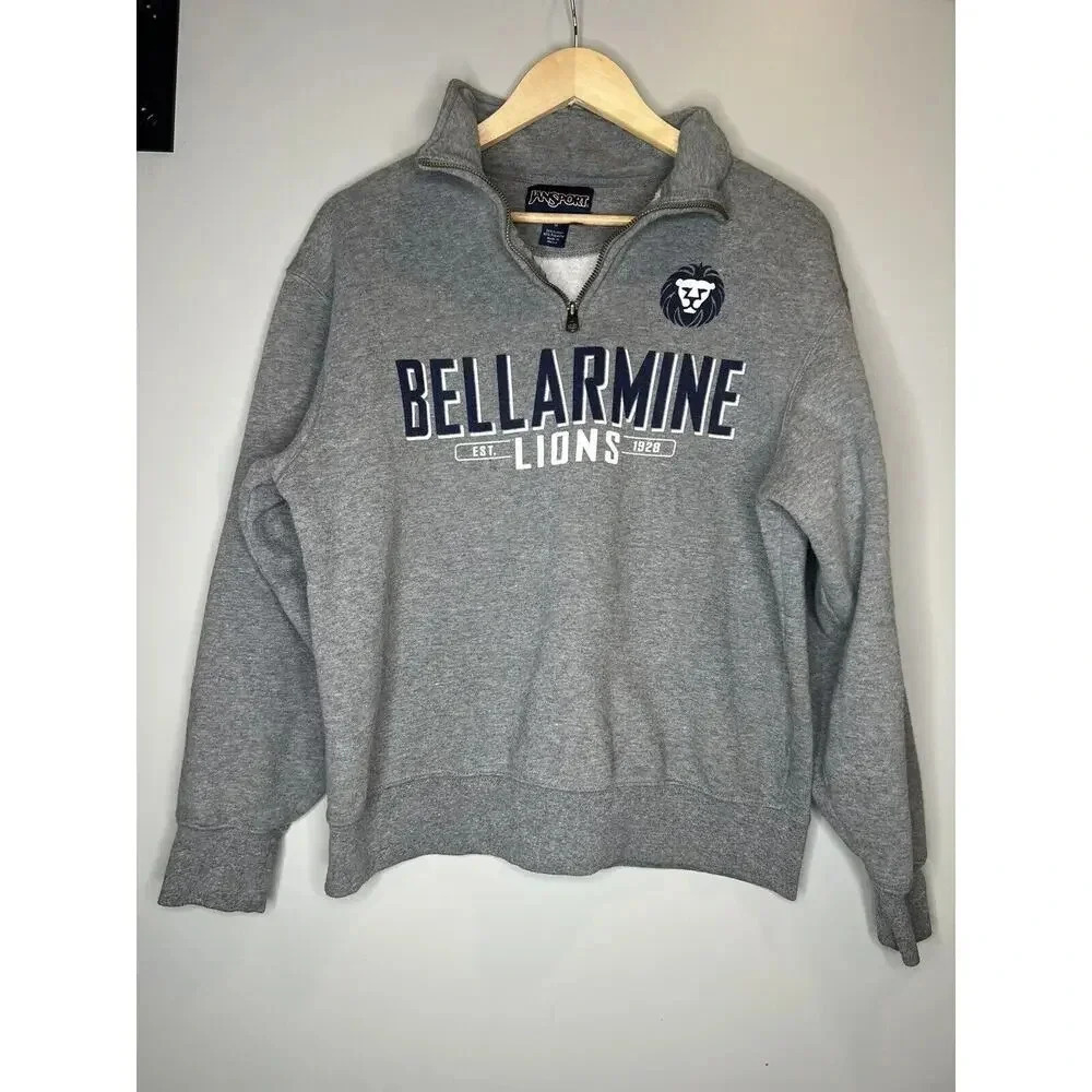 VINTAGE Jansport Bellarmine Lions 1/4 Zip Heavy Sweatshirt Pullover Mens Medium